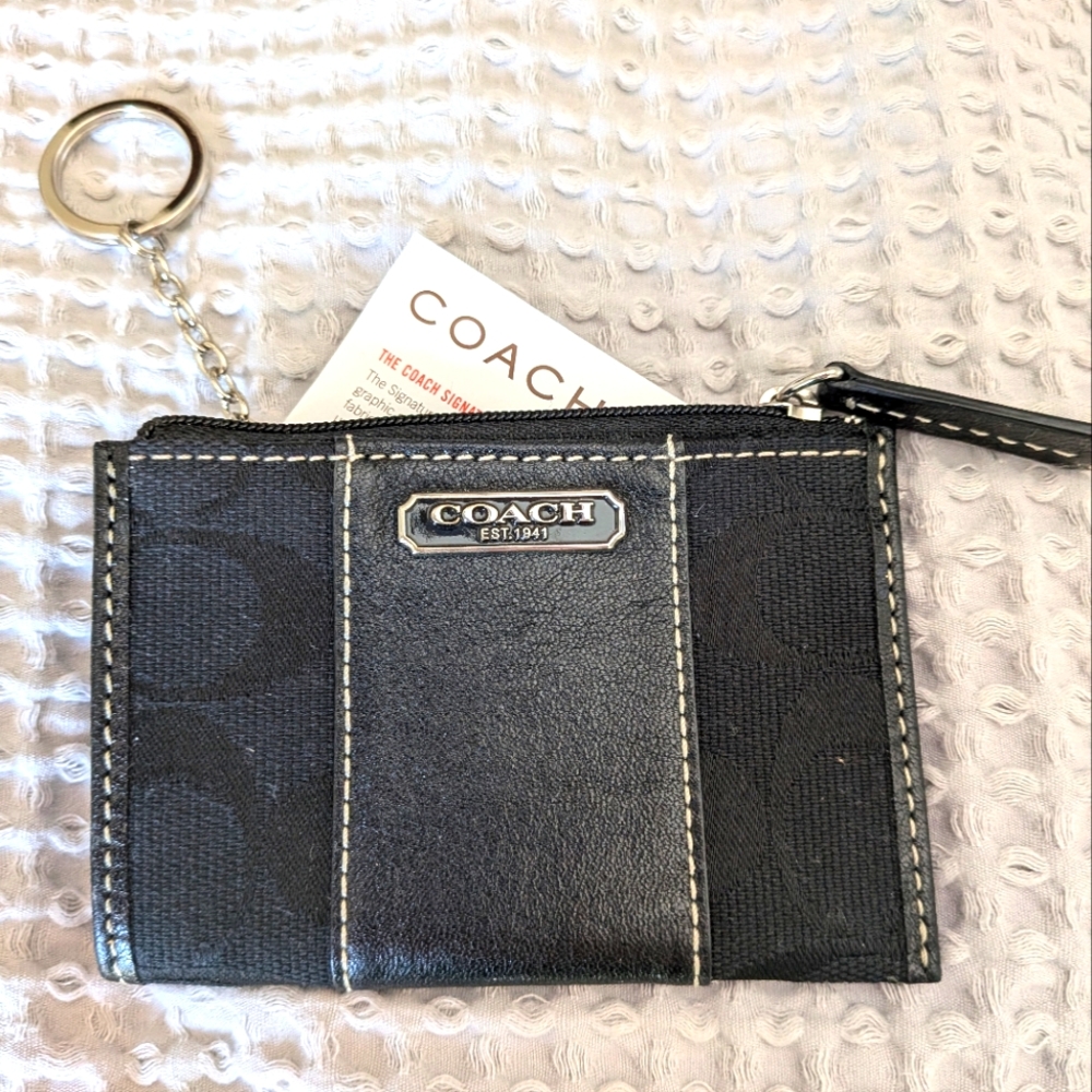 Coach Signature Black Keychain Card Holder